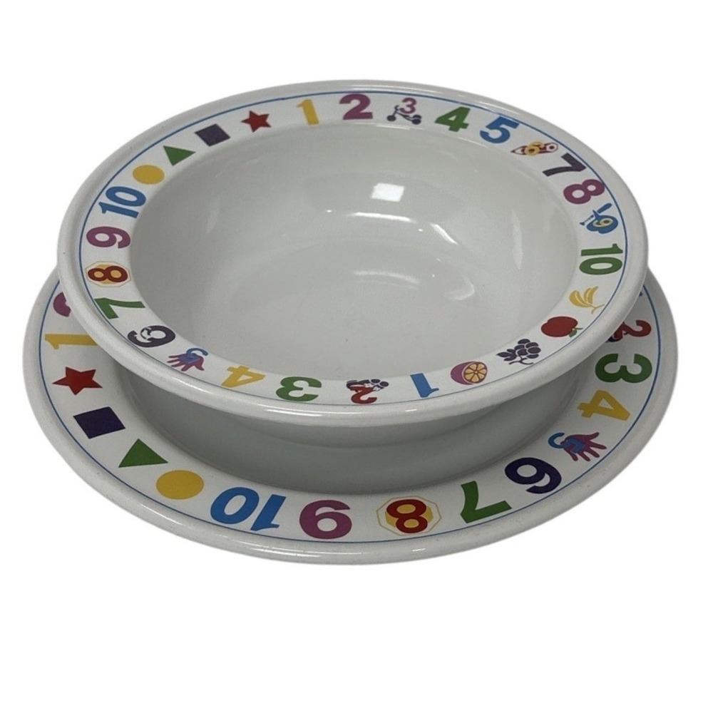 Epoch My Count Ten Childs 2-Piece Plate and Bowl Set Vibrant Learning kidcore